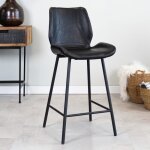 Tabouret de bar - dimehouse - beau - m�tal noir - simili cuir - design contemporain
