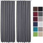 Beautissu lot de 2 rideaux thermiques anthracite uni opaque  ruflette amelie - 140x245cm - rideaux occultants ...