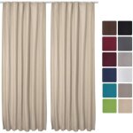 Beautissu lot de 2 rideaux thermique creme uni opaque  ruflette amelie - 140x245 cm - isolant uni  ...