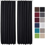 Beautissu lot de 2 rideaux thermiques noir uni opaque à ruflette amelie - 140x245 cm - rideaux occultants ... Beautissu lot de 2 rideaux thermiques noir uni opaque à ruflette amelie - 140x245 cm - rideaux occultants ...