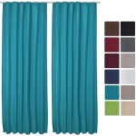 Beautissu lot de 2 rideaux thermiques turquoise uni opaque � ruflette amelie - 140x245 cm - rideaux occultants ...