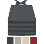 Beautissu lot de 4 galettes de chaise pia - 45x40x5cm gris graphite - coussin dhoussable confortable ...