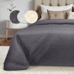 Beautissu olivia ? grand couvre lit 240x260 cm jet de lit matelass ? couverture anthracite jet de ...