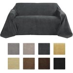 Beautissu romantica couverture 210x280cm anthracite - plaid - couvre - lit ou sofa jet de canap effet ...