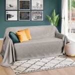 Beautissu romantica couverture 210x280cm gris clair - plaid - couvre - lit ou sofa jet� de canap� effet ...