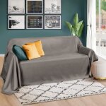 Beautissu romantica couverture 210x280cm gris - plaid - couvre - lit ou sofa jet de canap effet velours ...