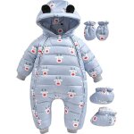 Bb combinaison de neige - avec gants footie - doudoune veste  capuche hiver barboteueses manches longues ...