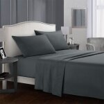 Bed sheet gris fonce parures de lit unies 1 drap housse(182 * 213cm) + 1 drap plat(274 * 259cm) + 2 taies ...