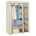 Beige armoire de rangement penderie souple 110 x 45 x 175 cm armoire en tissu amovible dressing