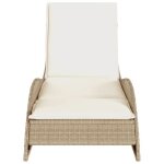 Beige chaise / meuble dext�rieur sarazyj - �chaise longue - avec coussin beige 60x205x73cm - r�sine tress�e ...