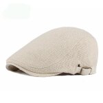 Beige - chapeau bret en coton et lin pour hommes et femmes casquette respirante  visire plate en bec ...