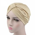 Beige - femmes extensible coton modal turban chimio torsion hijab tte foulards dames bonnet