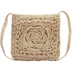Beige sacs en paille pour femme sacs en paille de plage d�t� avec pompon mini sacs � main en paille avec ...