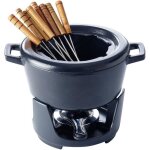Service  fondue - beka - 2 l - fonte maille - noir - 8 fourchettes incluses