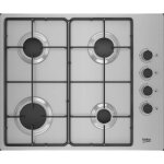Plaque de cuisson - beko - hibg64120sx - gaz 4 zones - inox 60 cm - commandes rotatives droite