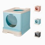 Bac  litire pliable pour grand chat - belfoyer - double porte - 45x39x34cm - bleu clair