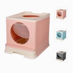 Bac  litire pliable pour grand chat - belfoyer - double porte - 45x39x34cm - rose