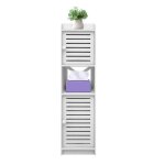 Colonne de salle de bain - belfoyer - 2 portes - 1 tagre ouverte - blanc - l 22 x p 20 x h 75 cm