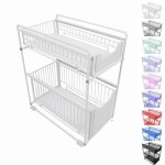 Rangement sous �vier - belfoyer - panier de placard - 2 niveaux - inox - blanc - 37x28x44cm