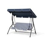 Beliani - balancelle de jardin bleu et blanc chaplin - m�tal - 3 personnes - baldaquin r�glable