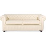 Beliani - canap 3 places en cuir beige crme chesterfield