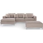 Beliani - canapé dangle à droite avec pouf en tissu beige oslo Beliani - canapé dangle à droite avec pouf en tissu beige oslo