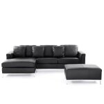 Beliani - canap� dangle � droite en cuir noir oslo