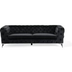 Beliani - canapé style chesterfield en velours noir sotra Beliani - canapé style chesterfield en velours noir sotra