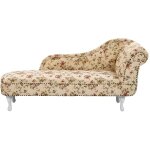 Beliani - chaise longue chesterfield en tissu beige à motif floral côté droit nimes Beliani - chaise longue chesterfield en tissu beige à motif floral côté droit nimes
