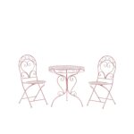 Ensemble de terrasse bistrot table et 2 chaises roses albinia