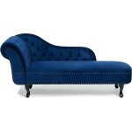 M�ridienne chesterfield en velours bleu c�t� gauche nimes