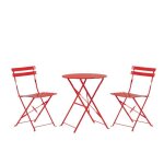 Beliani - salon de jardin bistrot table et 2 chaises en acier rouge fiori
