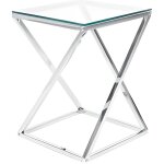 Beliani - table appoint argent avec plateau en verre beverly