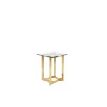 Beliani - table appoint dor�e avec plateau en verre crystal