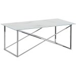 Table basse effet marbre blanc structure argent�e emporia