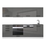 Belini cuisine equipee complete alice meuble de cuisine complets - 240 cm. sans plan de travail argent ...