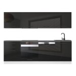 Belini cuisine equipee complete alice meuble de cuisine complets - 240 cm. sans plan de travail noir ...