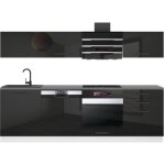 Belini cuisine equipee complete linda meuble de cuisine complets - 240 cm. sans plan de travail noir ...