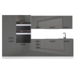 Belini cuisine equipee complete grace muebles de cuisine complets - 300 cm. avec plan de travail argent ...