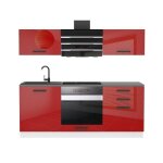 Belini cuisine equipee complete sophia muebles de cuisine complets - 180 cm. avec plan de travail rouge ...