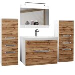Belini meuble de salle de bain lavabo meuble sous - vasque miroir et 2x cabinet l: 140 cm kit d�clairage ...