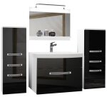 Belini meuble de salle de bain lavabo meuble sous - vasque miroir et 2x cabinet l:140 cm kit déclairage ... Belini meuble de salle de bain lavabo meuble sous - vasque miroir et 2x cabinet l:140 cm kit déclairage ...