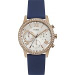 Montre - guess - 40 mm - acier inoxydable rose dor - silicone bleu - tanchit 5 atm