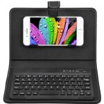 Housse de clavier bluetooth - belle tech - universelle - noir - support intgr - compatible ios / android ...