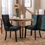 Bellemave lot de 2 chaises modernes - fauteuils de salle � manger en velours - effet capitonn� - bordure ...