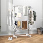 Bellemave s�choir � linge pliable � 4 niveaux - �tendoir linge mobile avec fonction de verrouillage - ...