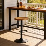 Bellemave tabouret de bar rotatif - bois massif - pieds en m�tal - hauteur r�glable - chaise de cuisine ...