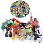 Ben 10 projecteur de figurines daction de la terre jouets et 50 autocollants graffiti pour enfants
