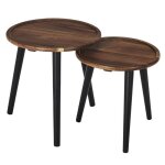 Benedict - lot de 2 tables basses rondes gigogne en acacia teint� noyer