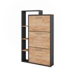 Benne � chaussures orlando 80x128. 3cm avec 3 compartiments pliables ch�ne dor� / anthracite vicco